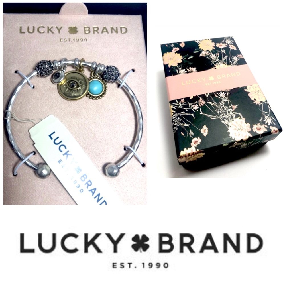 Lucky Brand ST Hammered Cuff Charm Bracelet